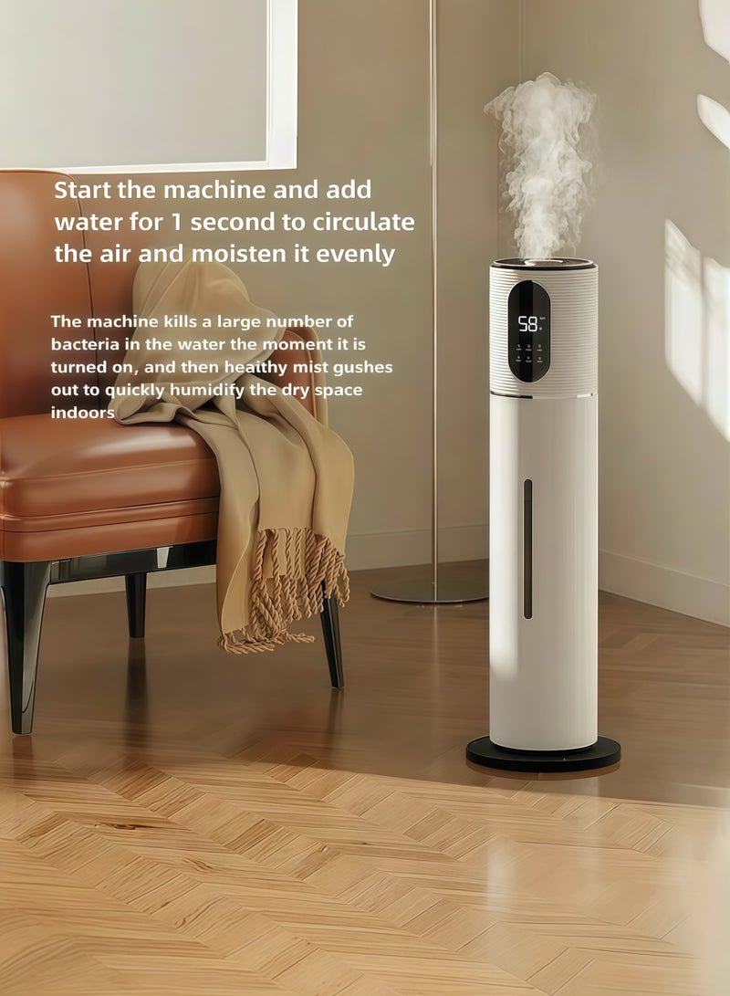 مرطب عالمي كبير السعة للصالات وغرف النوم، سعة 9 لتر بتقنية الضباب البارد بالموجات فوق الصوتية مع تعقيم بالأشعة فوق البنفسجية وترشيح الشوائب، تصميم تعبئة علوية، يعمل حتى 52 ساعة، يمتلك وضع النوم وإيقاف تلقائي ووظيفة ضوء ليلي، مثالي للرضع والمنزل والمكتب، مزود بشاشة عرض درجة الحرارة ومؤشر إضاءة LED، اللون الأبيض. - Image 4